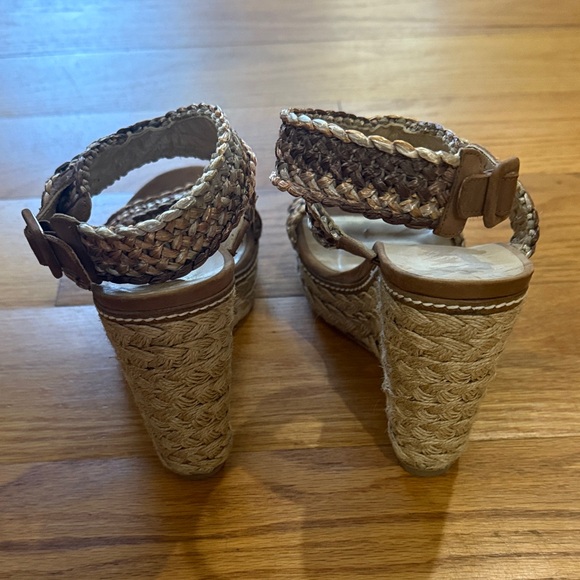 Stuart Weitzman Tan Braided Wedge Sandals - Picture 4 of 8